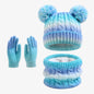 Kids Winter Hat Scarf Gloves 3Pcs Set Warm Knitted Beanie Pom