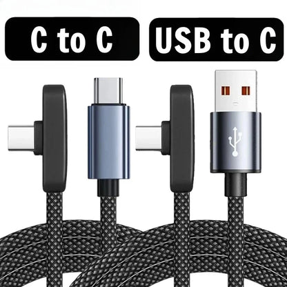 USB Type Cable 100W Fast Charging 90 Degree Right Angle Data Lead