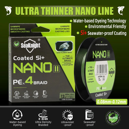SeaKnight NANO II 300M PE Braided Fishing Line 4 Strands 7-15LB Fresh Salt