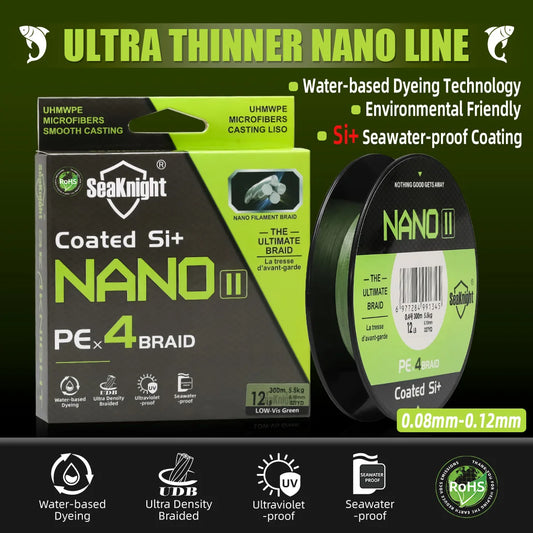 SeaKnight NANO II 300M PE Braided Fishing Line 4 Strands 7-15LB Fresh Salt