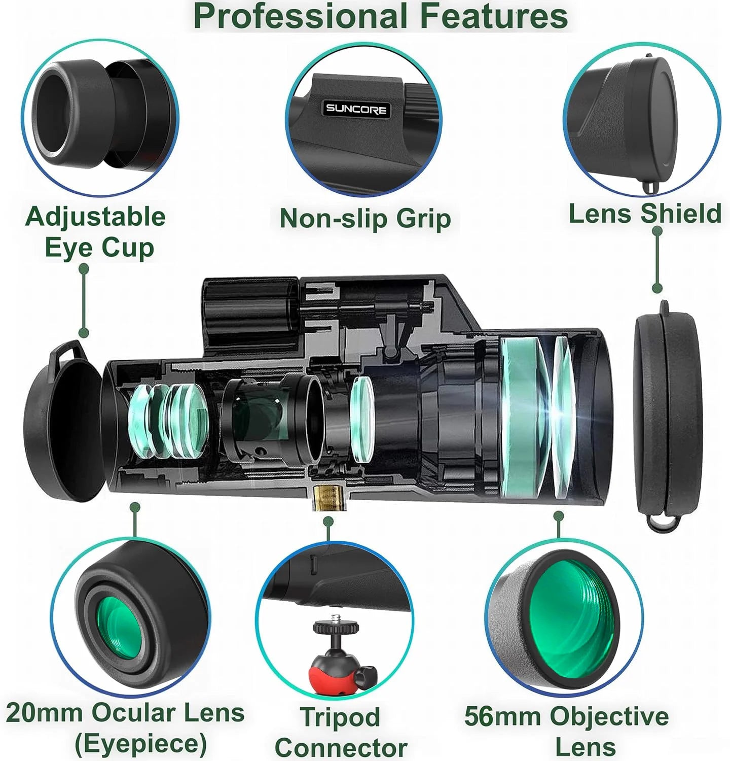 HD Zoom Monocular Telescope Lightweight Single Tube Hunting Hiking Camping