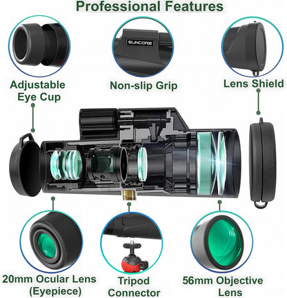 HD Zoom Monocular Telescope Lightweight Single Tube Hunting Hiking Camping
