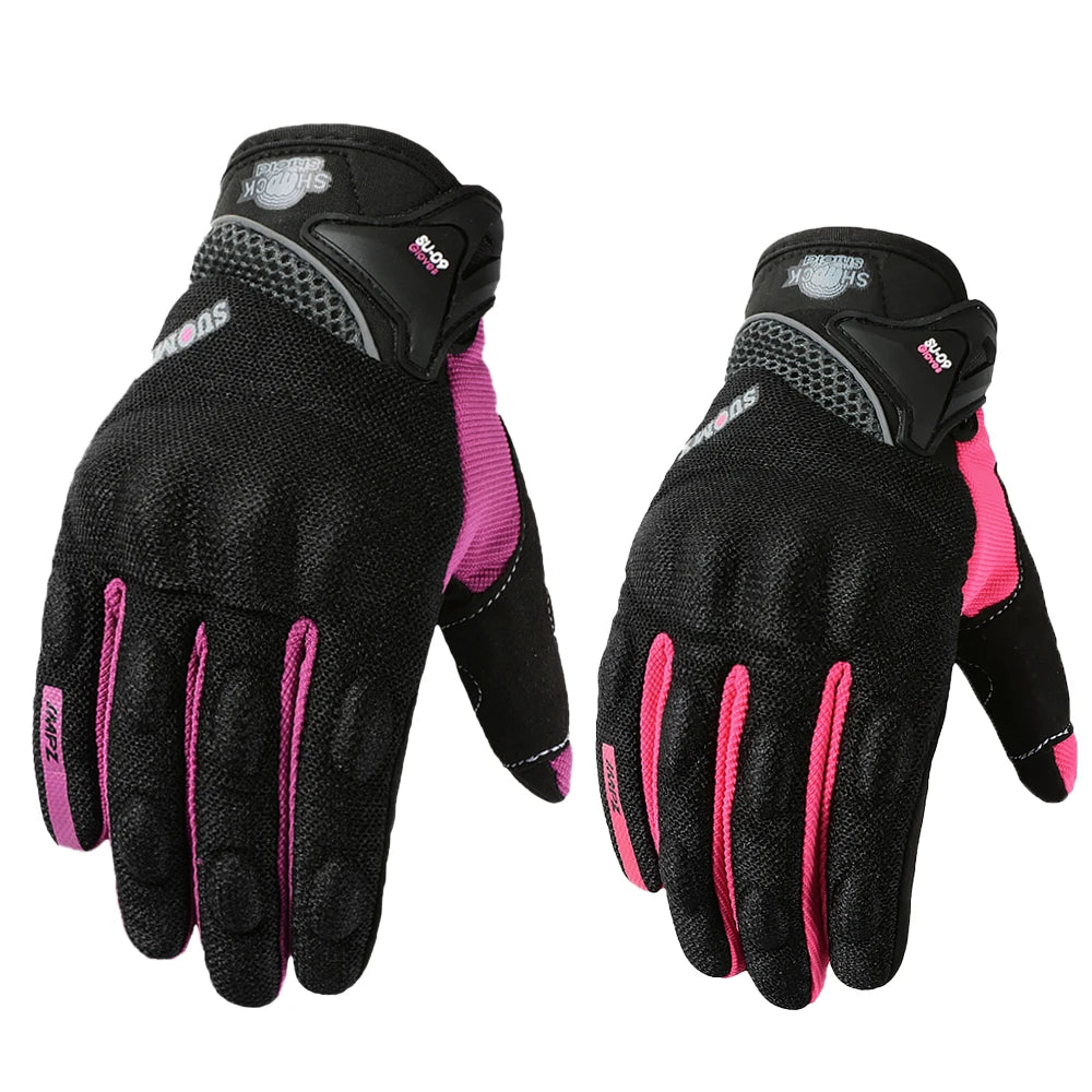 Women Motorcycle Gloves Summer Breathable Racing Touch Function Pink Purple