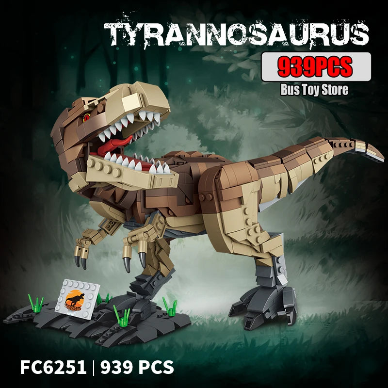 939pcs T-Rex & Triceratops Dinosaur Building Blocks Set Kids Boys Craft Toy Gift
