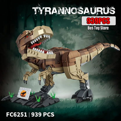 939pcs T-Rex & Triceratops Dinosaur Building Blocks Set Kids Boys Craft Toy Gift