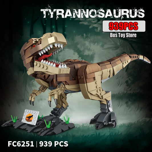 939pcs T-Rex & Triceratops Dinosaur Building Blocks Set Kids Boys Craft Toy Gift
