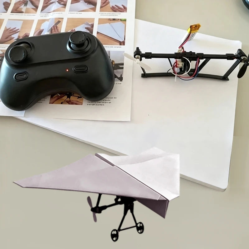 Remote Control Paper Airplane DIY Electric RC Toy Model with Propellers