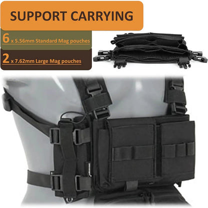 MOLLE Chest Rig Dangler Pouch Camo Vest Tactical Hunting Airsoft Training Bag