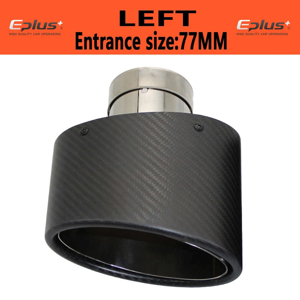 Universal Car Matte Carbon Fiber Muffler Tip Exhaust Pipe Nozzle Decoration Stainless Silver Oval 150mm Tilting Left Right-EXPROTAS
