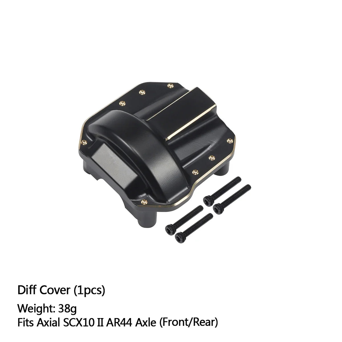 Axial SCX10 II AR44 Black Brass Weight Set Diff Cover Knuckles C-Hubs Link Mounts