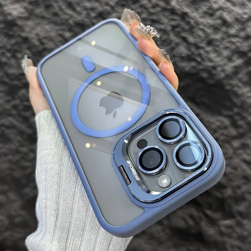 Clear Shockproof Ring Stand Case for iPhone 11-16 Pro Max Lens Protection