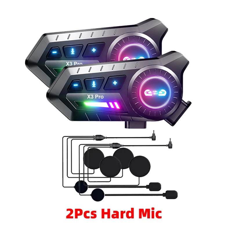 Motorcycle Helmet Bluetooth Headset X3 Pro 1000m 2-Rider Intercom IPX6