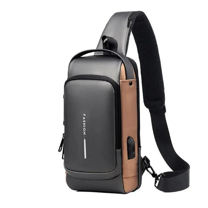 Men Crossbody Bag Anti-theft Leather Shoulder Sling Travel Chest Bag