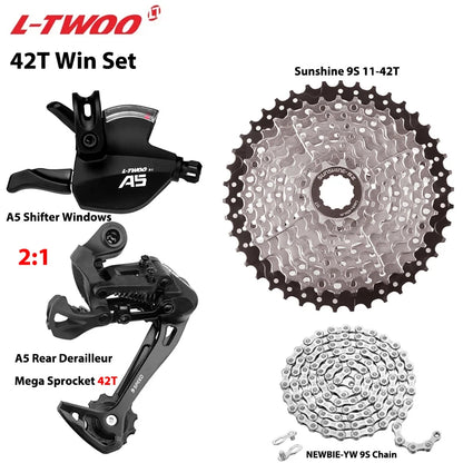 LTWOO A5 1x9 MTB Groupset Kit Shifter + Rear Derailleur + SUNSHINE Cassette 36-50T + Chain - EXPROTAS