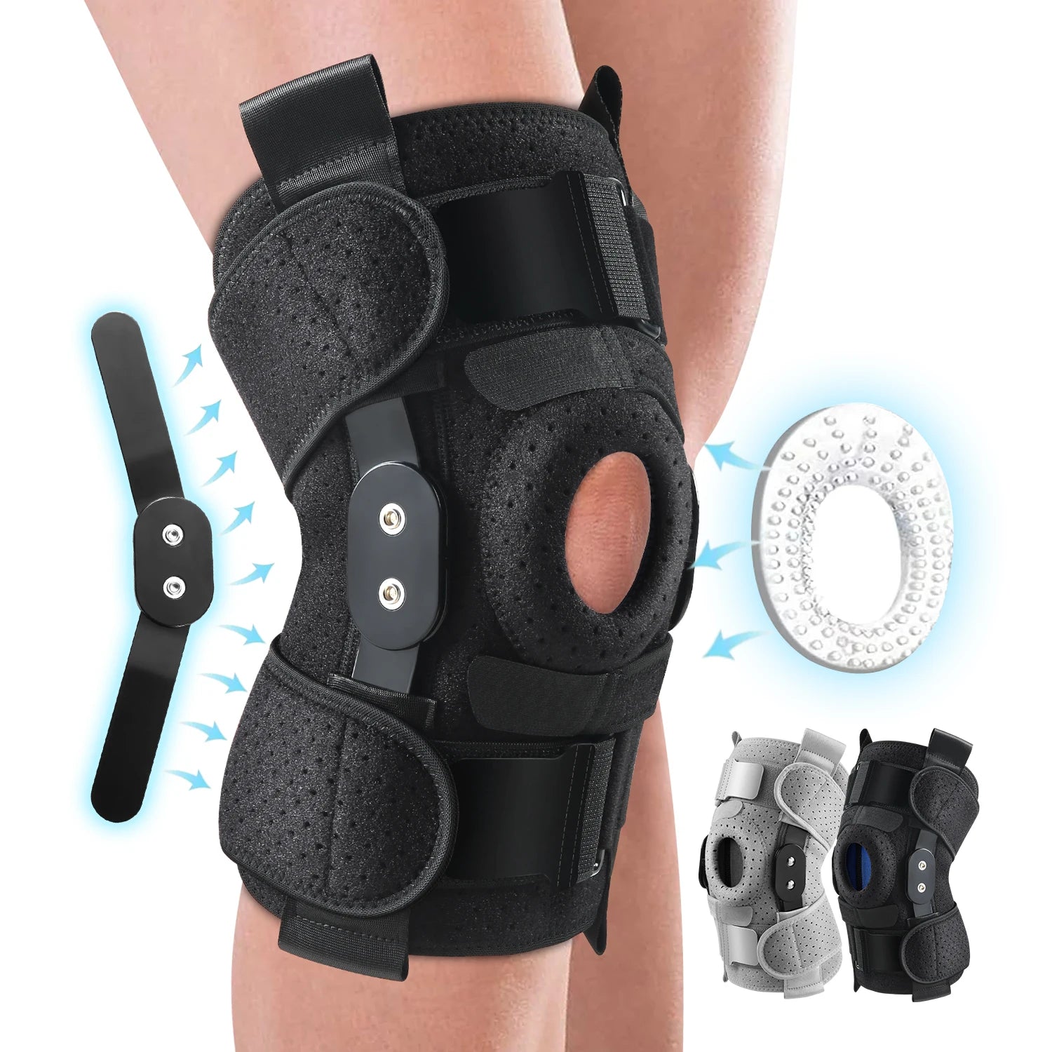 Hinged Knee Brace with Side Stabilizers & Patella Gel Pad for Men & Women - EXPROTAS
