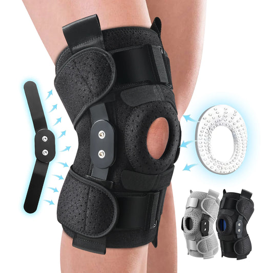 Hinged Knee Brace with Side Stabilizers & Patella Gel Pad for Men & Women - EXPROTAS