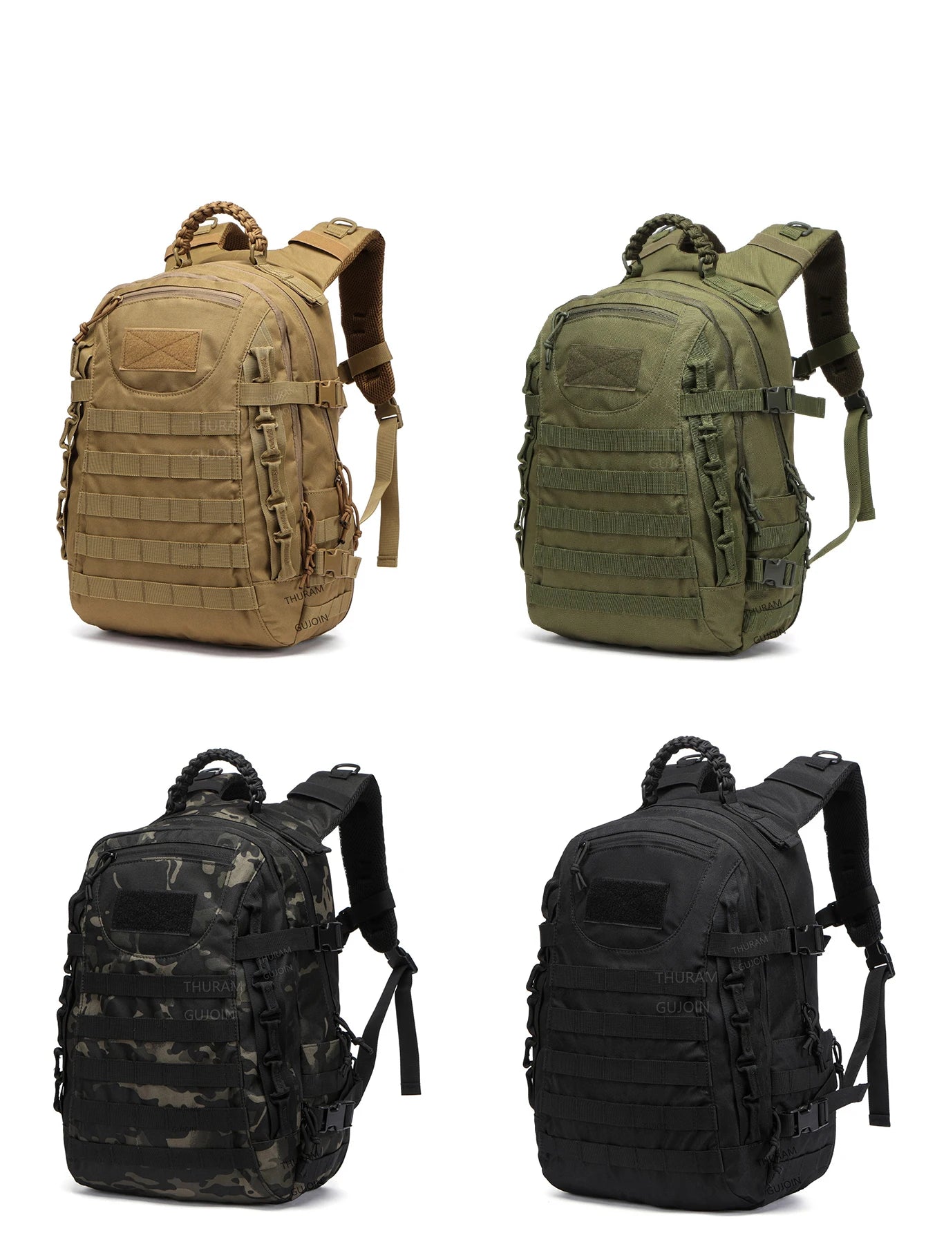 38L Tactical Rucksack Backpack Molle Waterproof Military Hiking Camping Bag