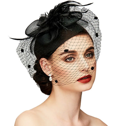 Flowers Feather Mesh Headwear Hat Party Accessory 1pc 27cm Multi Colour