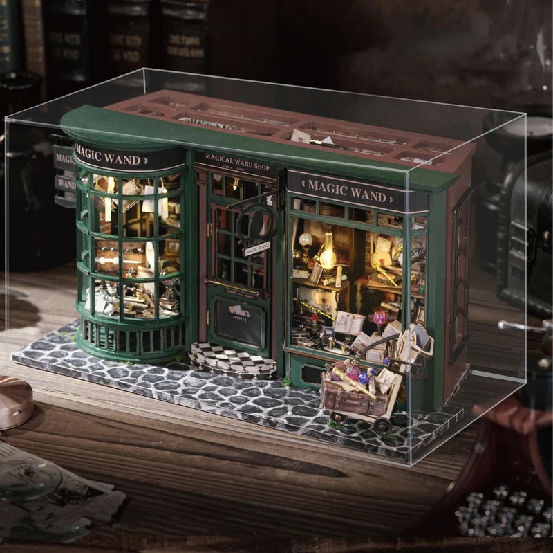 Magic Shop DIY Wooden Dollhouse Miniature Doll House Kit with Furniture Roombox Retro Home Model Toy for Children Gift-EXPROTAS