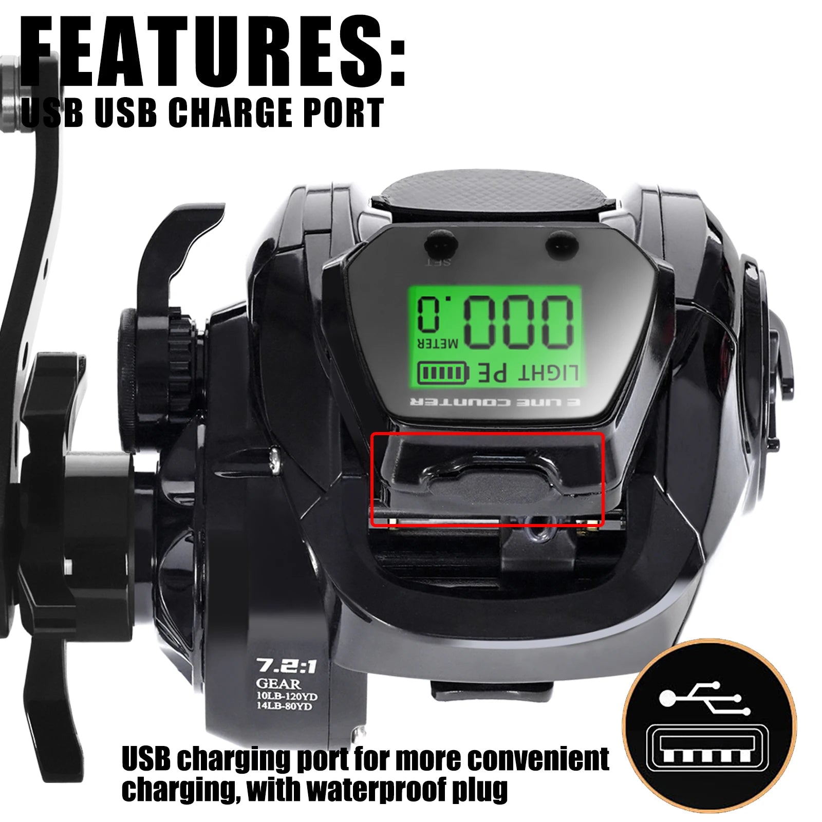 SAMOLLA Baitcasting Fishing Reel Electronic Big Led Screen High Speed 7.2:1 10kg Saltwater Waterproof Cast Drum Wheel Casting-EXPROTAS