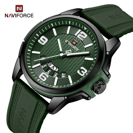 Original Brand NAVIFORCE 2024 New Quartz Watch for Men Waterproof Silicone Strap Business Male Classic Wrist watches Date Clock-EXPROTAS