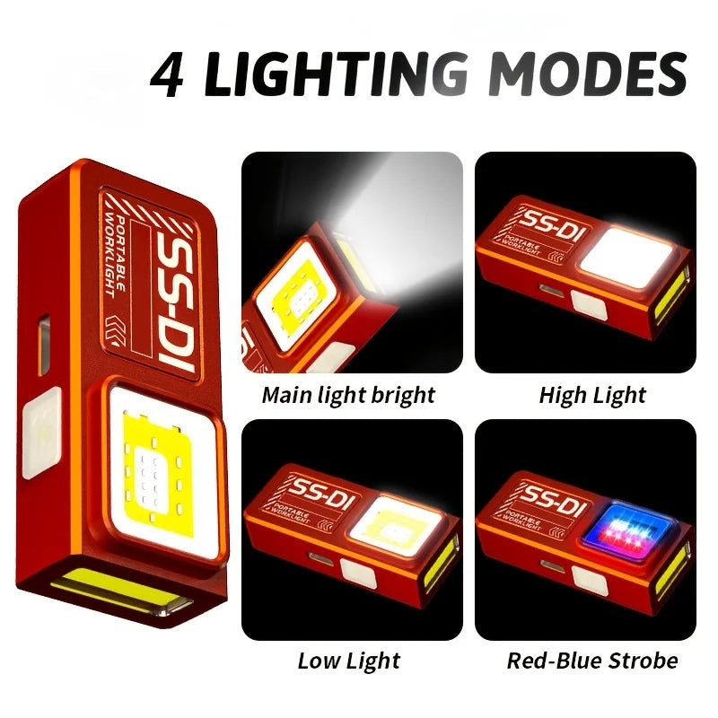 USB Rechargeable LED Work Light Mini Torch Magnetic Flashlight Camping