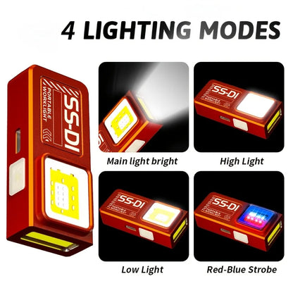 USB Rechargeable LED Work Light Mini Torch Magnetic Flashlight Camping