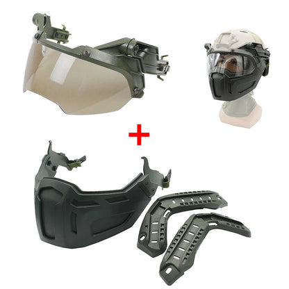 Tactical FAST Helmet w/ Flip Goggles & Half Face Mask Airsoft Paintball