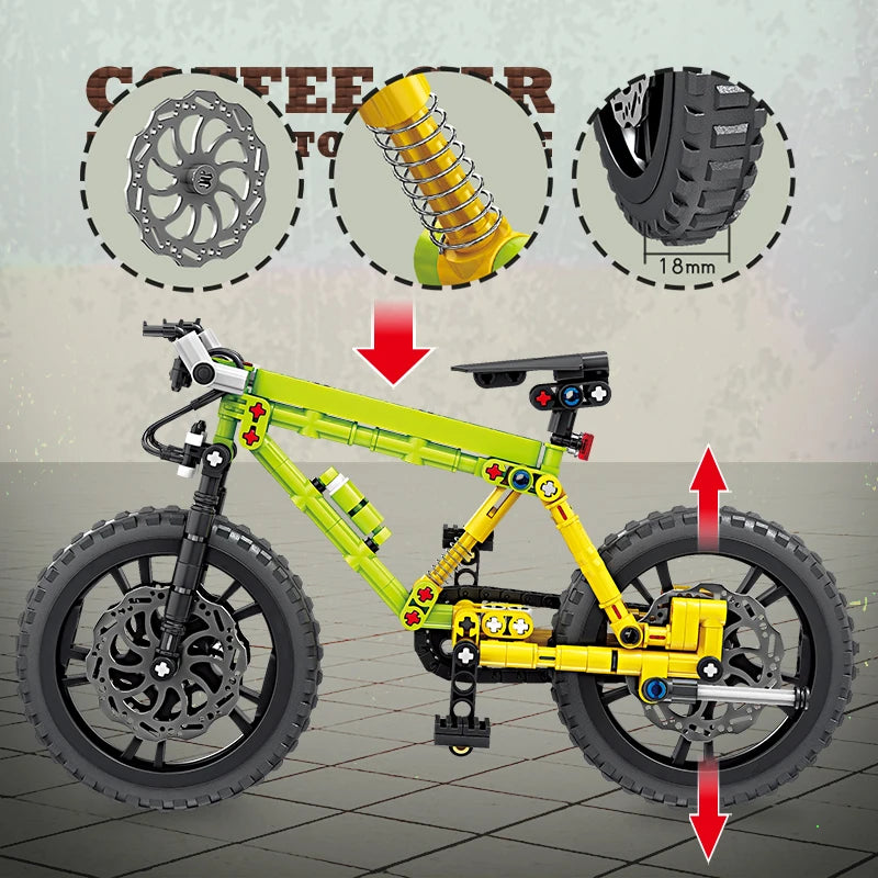 Technology Mountain Bike MOC Building Blocks Off-Road Bicycle 3D Model Toy Gift