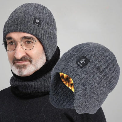 Men's Winter Ear Protection Knitted Hat Warm Peaked Cap Outdoor Beanie