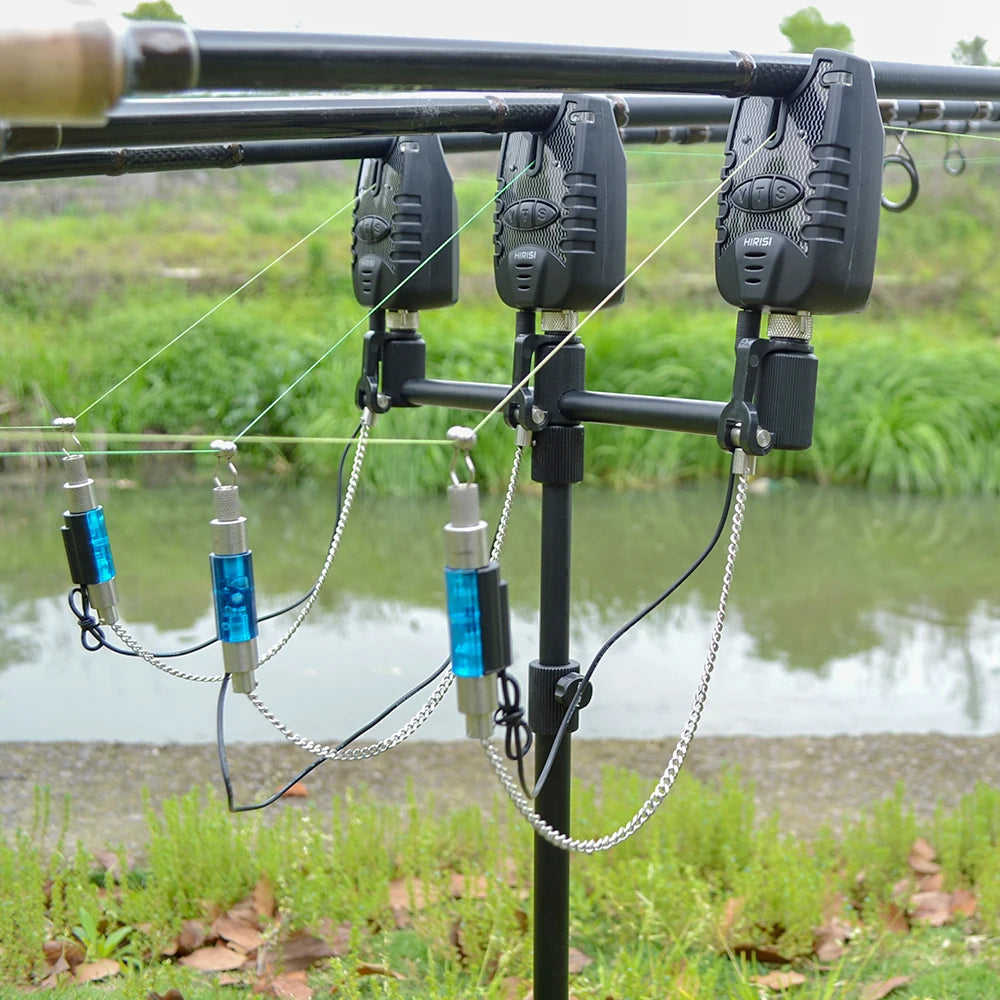 Carp Fishing Bite Alarm Set w/ Swingers Rod Pod Bank Stick Buzz Bar Kit