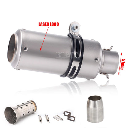 Universal Stainless Steel Slip-On Exhaust Muffler Carbon Look with DB Killer 51-60mm