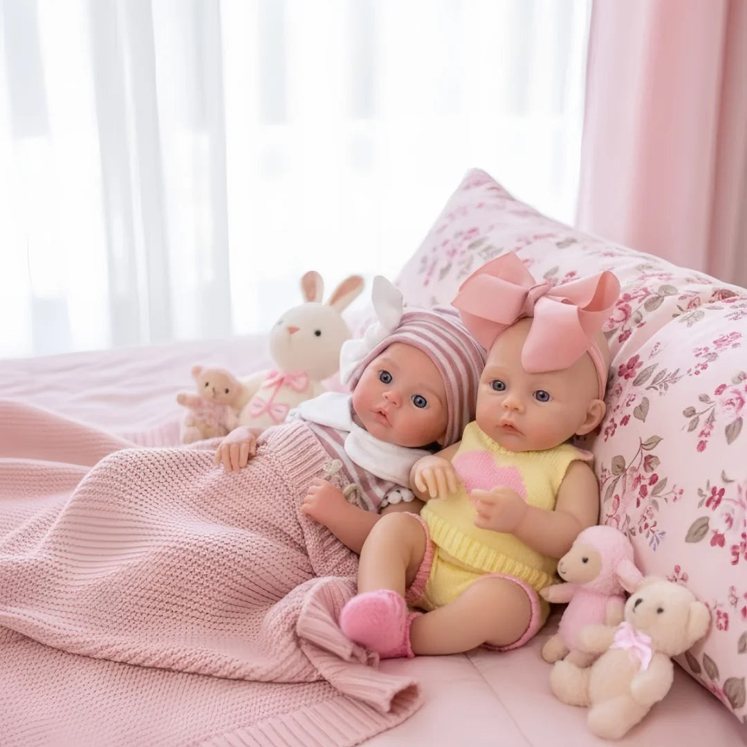 25cm Meadow Silicone Reborn Girl Doll Open Mouth Washable Painted 2 Outfits