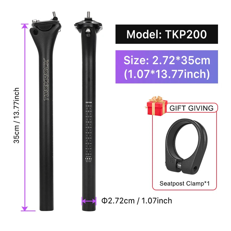 MTB Road Bike Carbon Seatpost 27.2/31.6mm 400mm Toseek Fibre Post