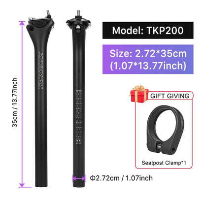 MTB Road Bike Carbon Seatpost 27.2/31.6mm 400mm Toseek Fibre Post