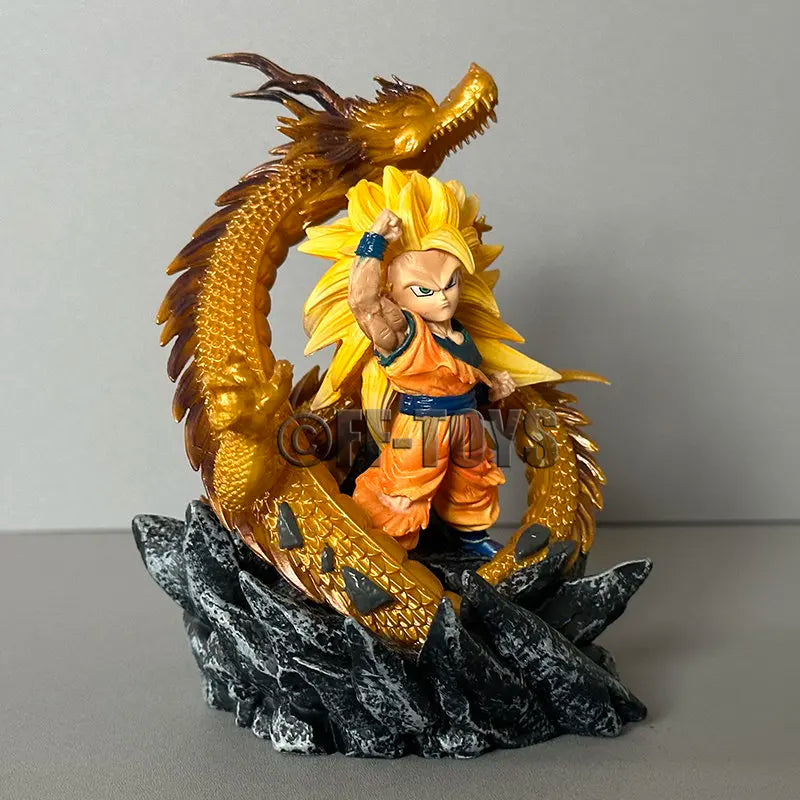 Q Version Dragon Ball Z Figure Ssj3 Goku Action Figures Dragon Fist Explosion 14CM PVC GK Statue Collectible Model Toys-EXPROTAS