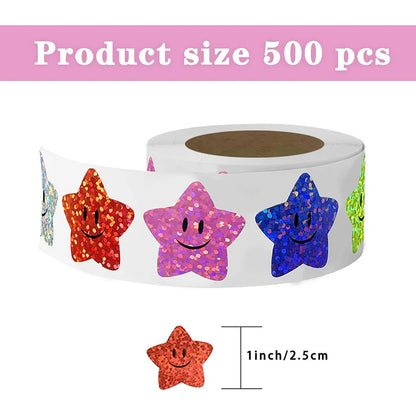 500Pcs Holographic Star Stickers Reward Labels School Teacher Kids