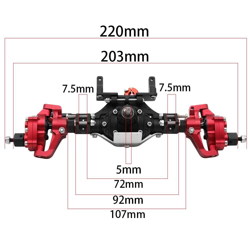 Front & Rear Portal Axle CNC Aluminum Alloy for 1/10 RC Crawler SCX10 II 90046 90047 - EXPROTAS