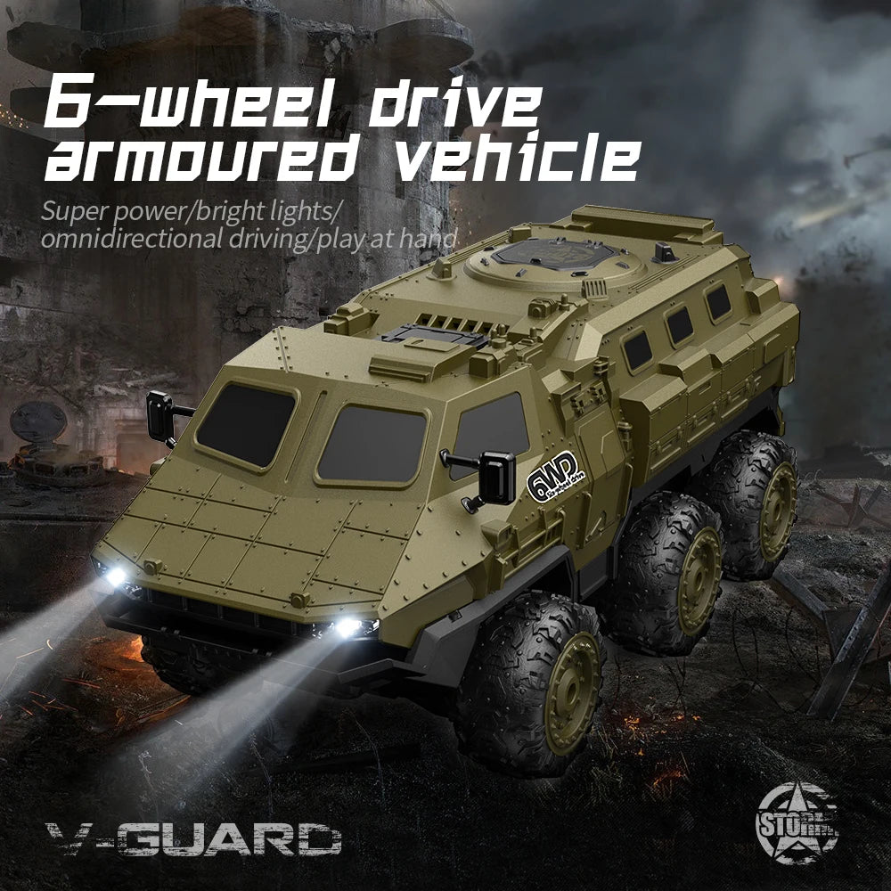 New 1:16 6WD Armored RC Military Truck, 360° Stunt High-Speed Climbing 2.4G Remote Control Toy for Boys