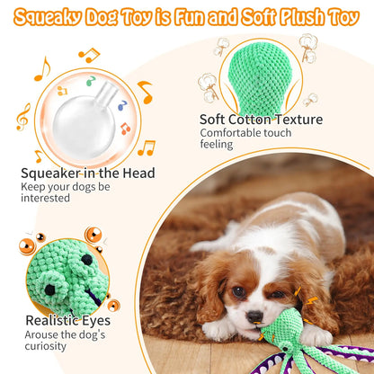 Octopus Plush Dog Toy Interactive Squeaky Chew Soft Pet for Dogs