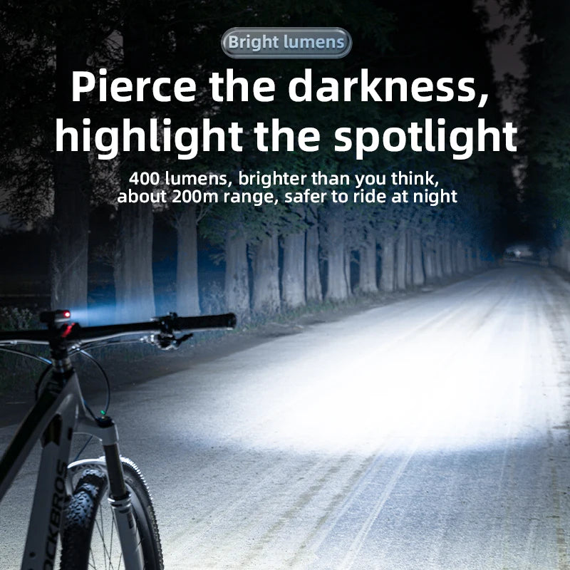 EXPROTAS Bike Light 200LM 400LM LED Front Rechargeable MTB Headlight Lamp