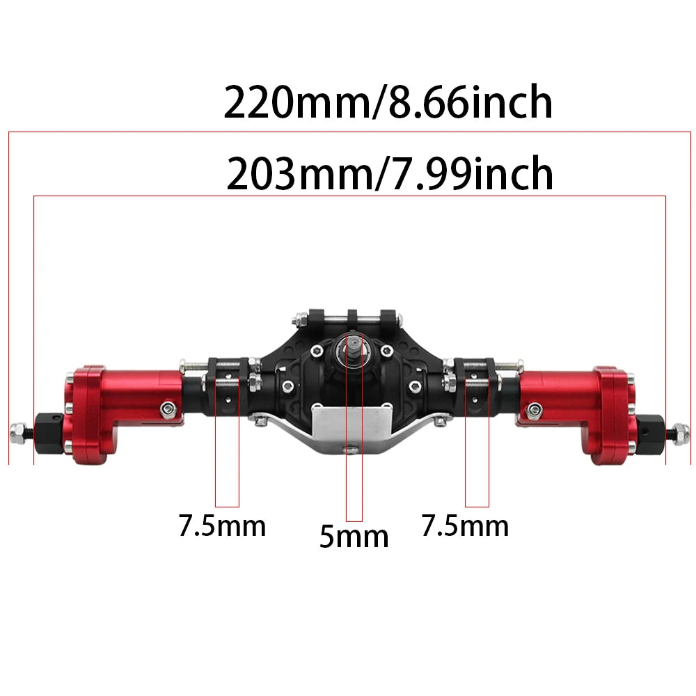 Front & Rear Portal Axle CNC Aluminum Alloy for 1/10 RC Crawler SCX10 II 90046 90047 - EXPROTAS