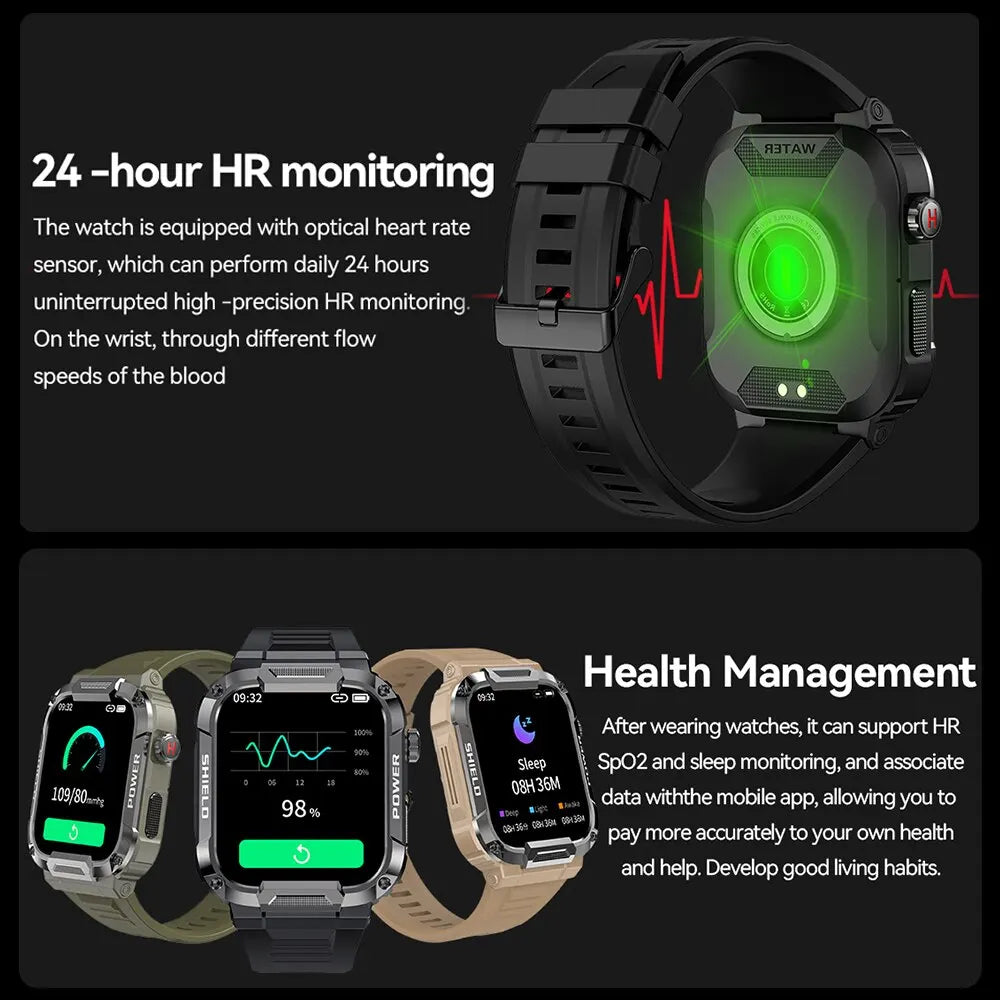 MEVADEN 1.85 Outdoor Military Smart Watch Men Bluetooth Call Smartwatch For Android IOS IP68 Waterproof Sports Fitness Watches-EXPROTAS