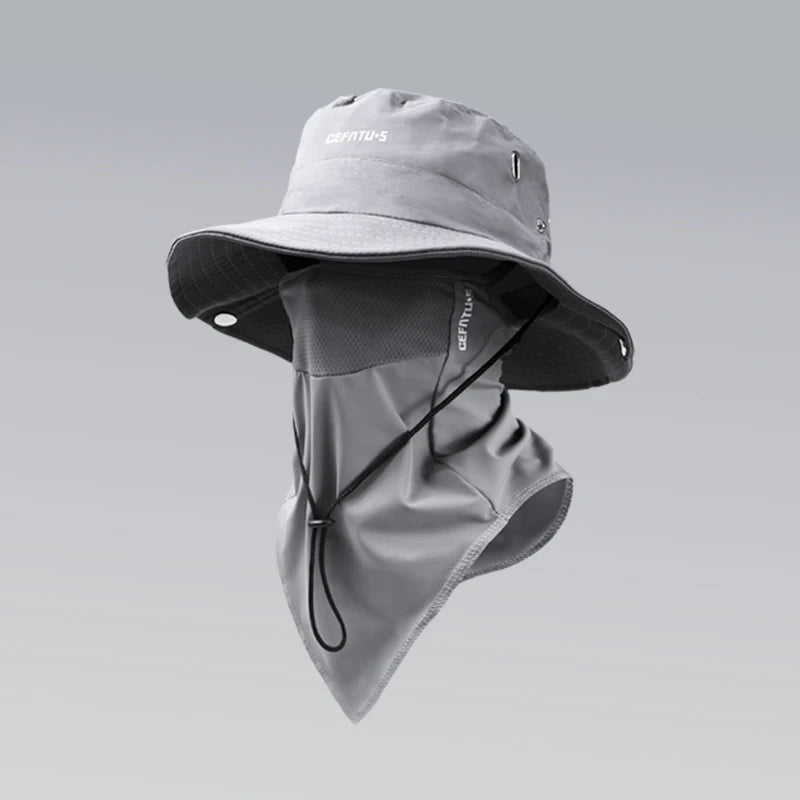 Outdoor Activities Sun Hat with Foldable Brim & Face Mask for Protection
