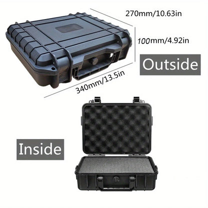 1pc Waterproof Hard Carry Tool Case w/ Pre-Cut Sponge, Impact-Resistant Storage Box