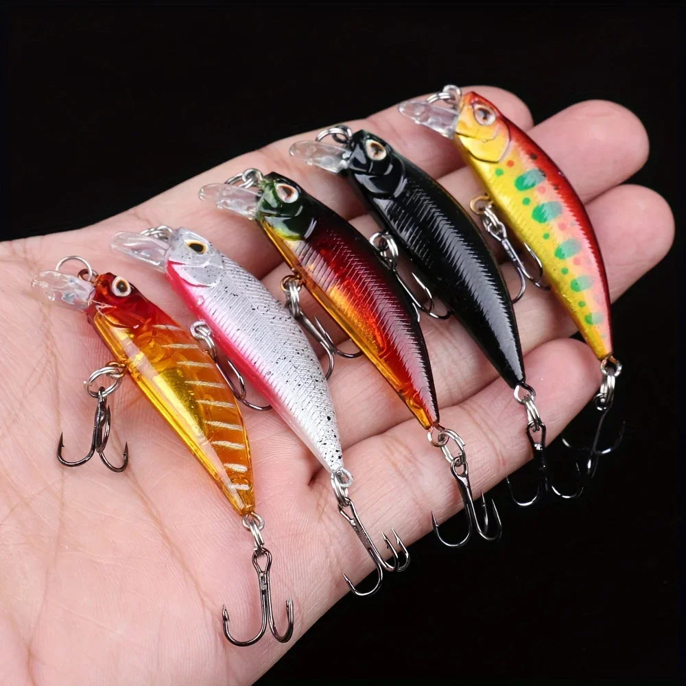 5Pcs Sinking Minnow Fishing Lures Mini Hard Bait for Trout Bass Carp