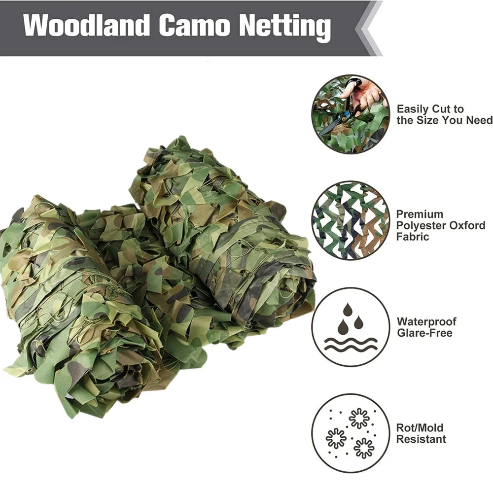 Camo Netting Waterproof Hunting Camouflage Nets 3M 4M Woodland Covers