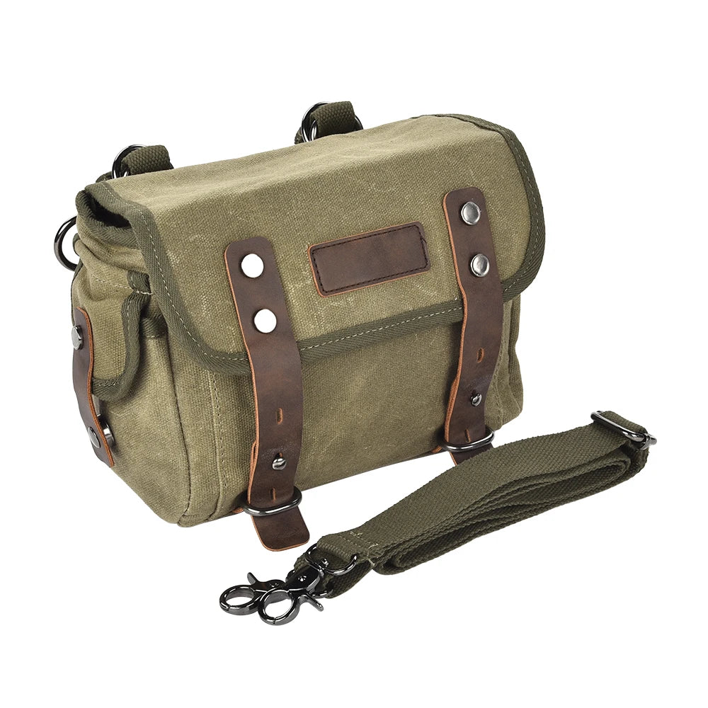 Waxed Canvas Motorcycle Saddlebag Waterproof Vintage Retro Side Bag - EXPROTAS