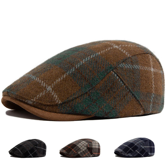 Newsboy Hat Wool Beret Cap for Men Women Winter Vintage Flat Hats