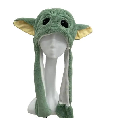 Anime Baby Yoda Plush Hat with Moving Ears Kawaii Bunny Cosplay